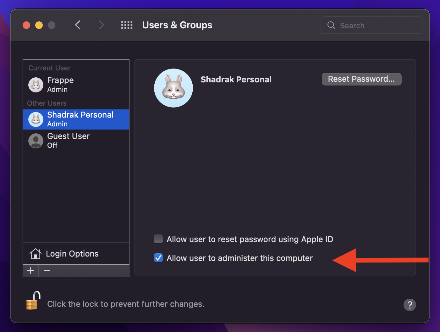 Make user admin