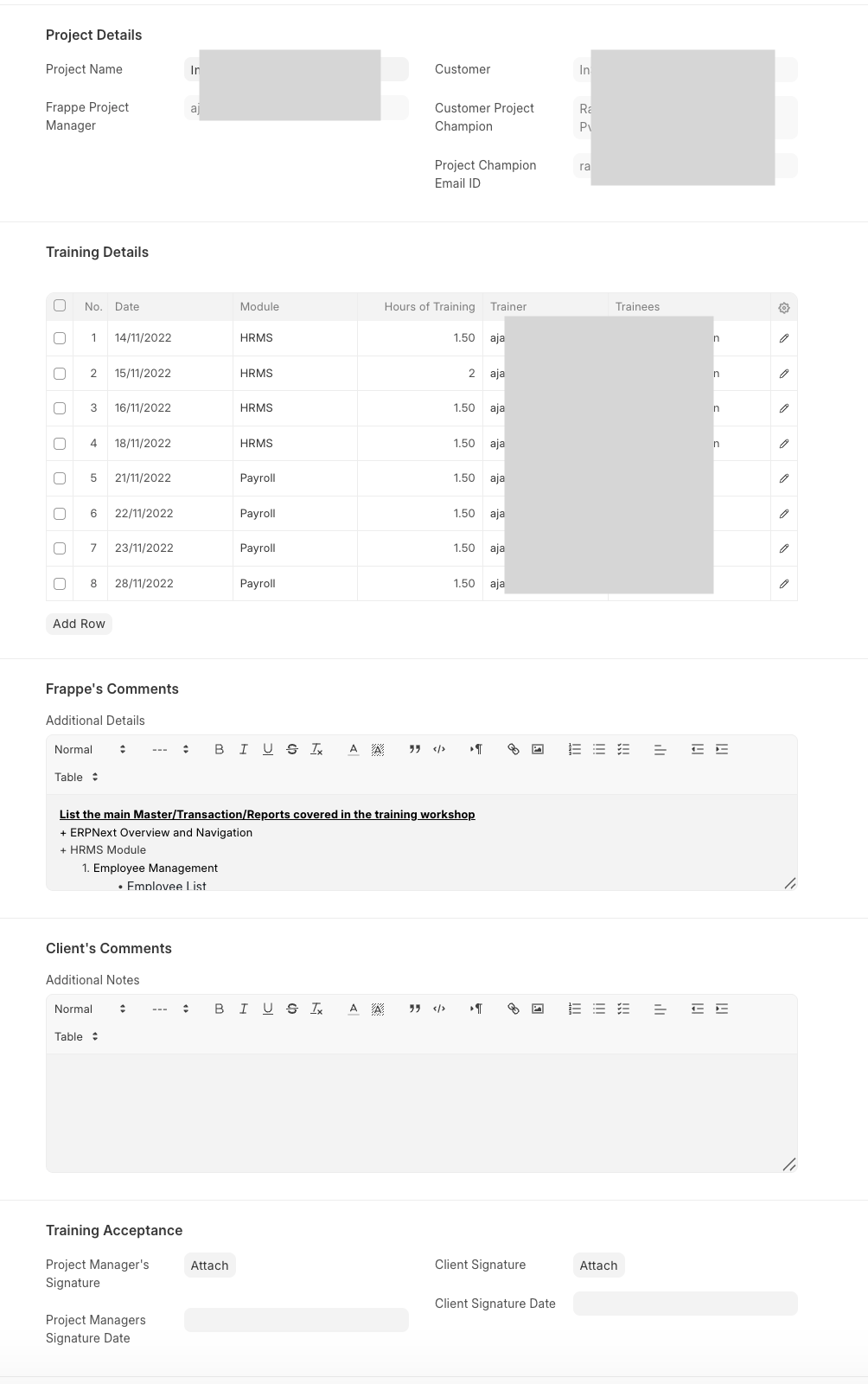 Sample Support Dashboard