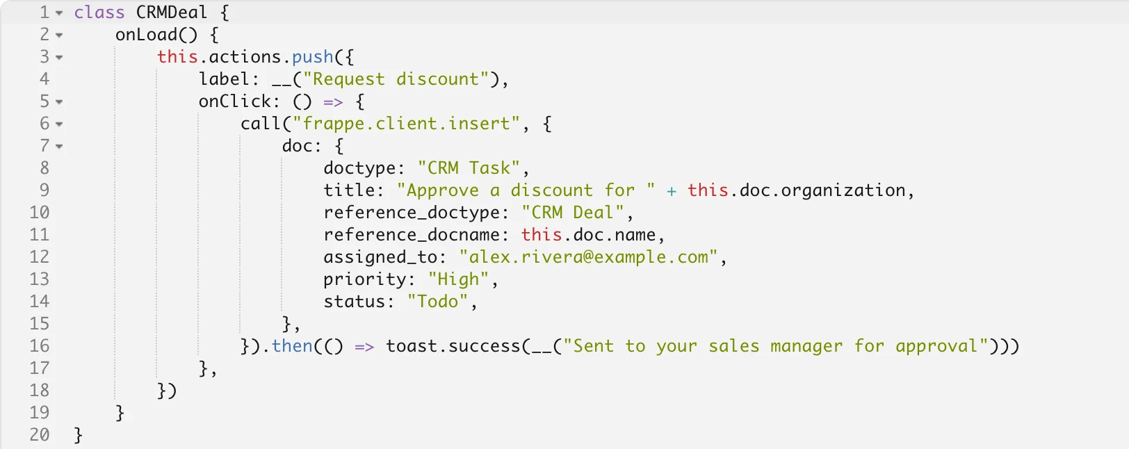 Form script that adds a Request discount button to deals