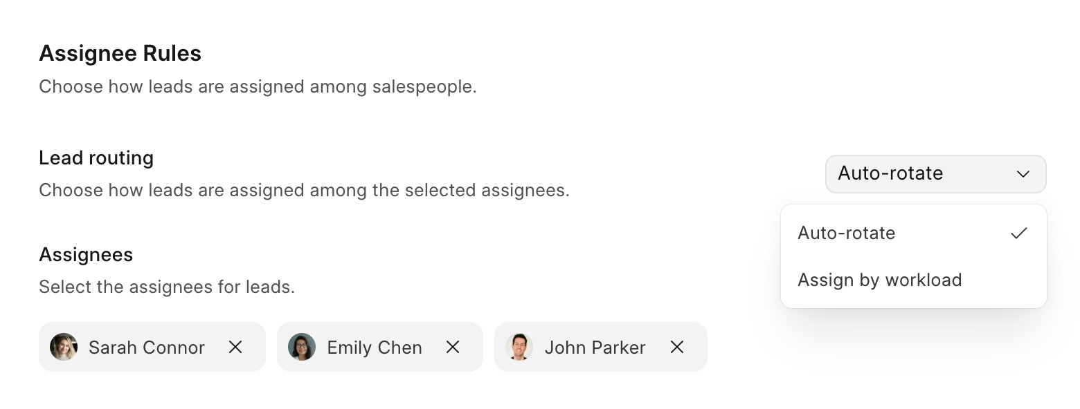 Assignment rule that rotates new leads between three salespeople