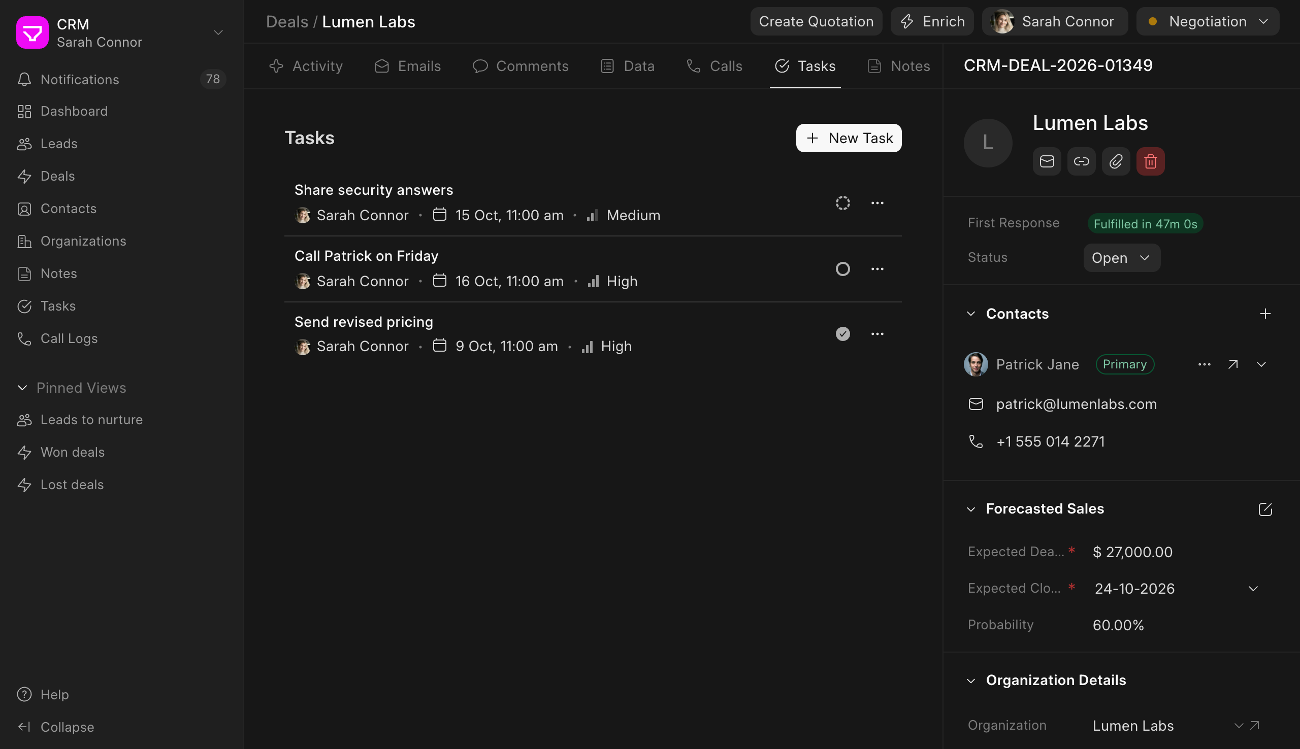 Tasks on the Lumen Labs deal
