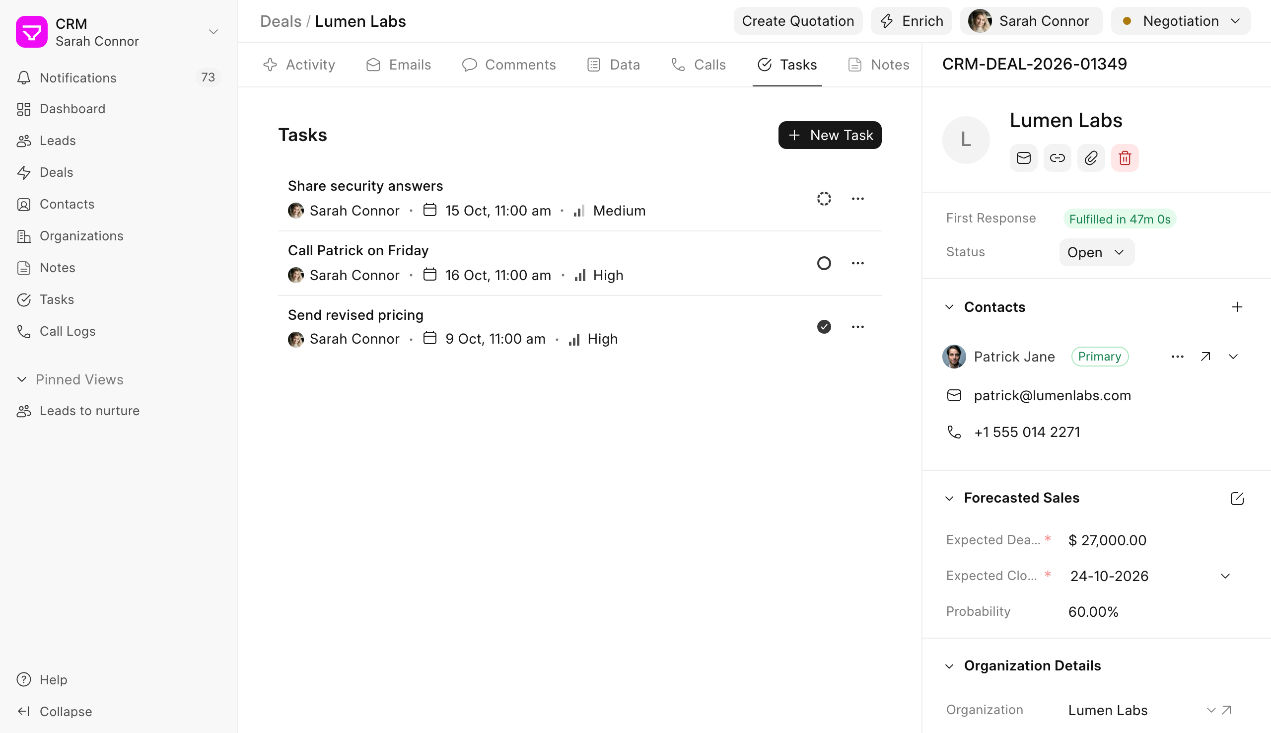 Tasks on the Lumen Labs deal