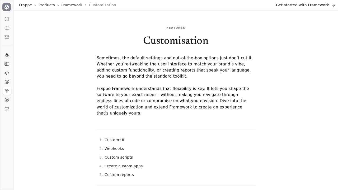Customization Framework Customisation - Frappe Framework