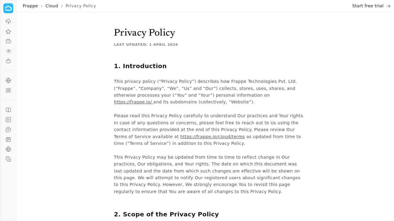 Privacy Policy - Frappe Cloud