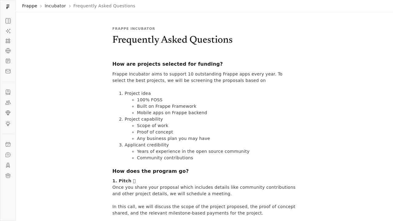 Frappe Incubator Faq Copy