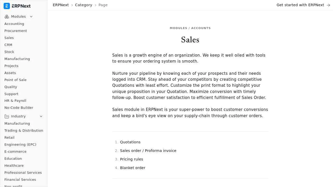 Sales ERPNext Sales ERPNext