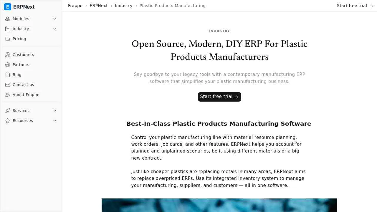 Open Source ERP Software for Plastics Products Manufacturing