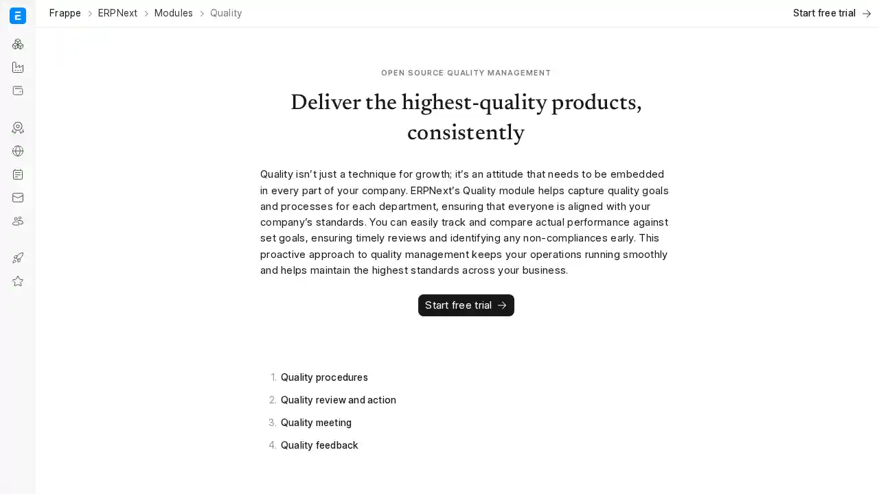 Open Source Quality Management Software | ERPNext