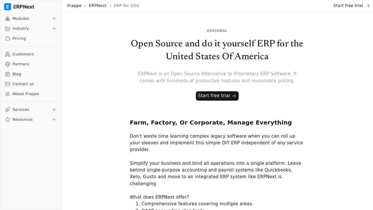 Open Source ERP Software for United States | ERPNext