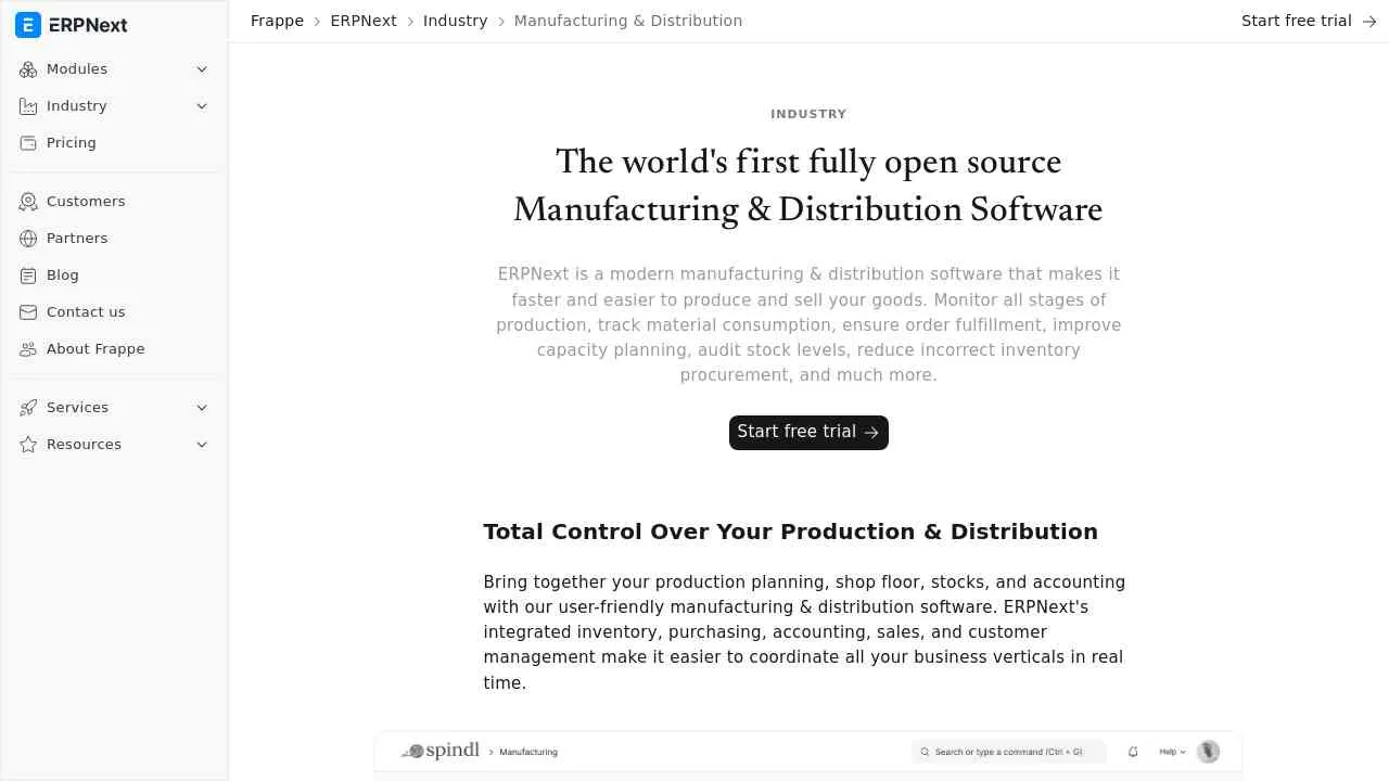 Open Source ERP Software for Distribution Manufacturing