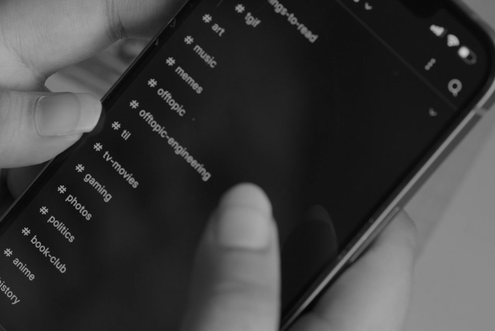 Raven's channel list in dark mode on a phone