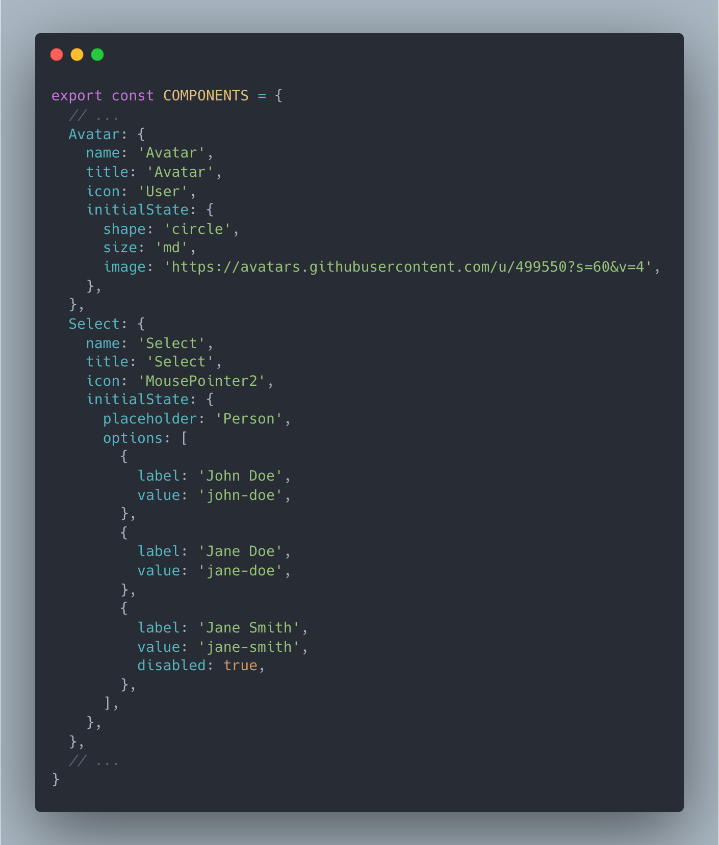 Initial State for Components
